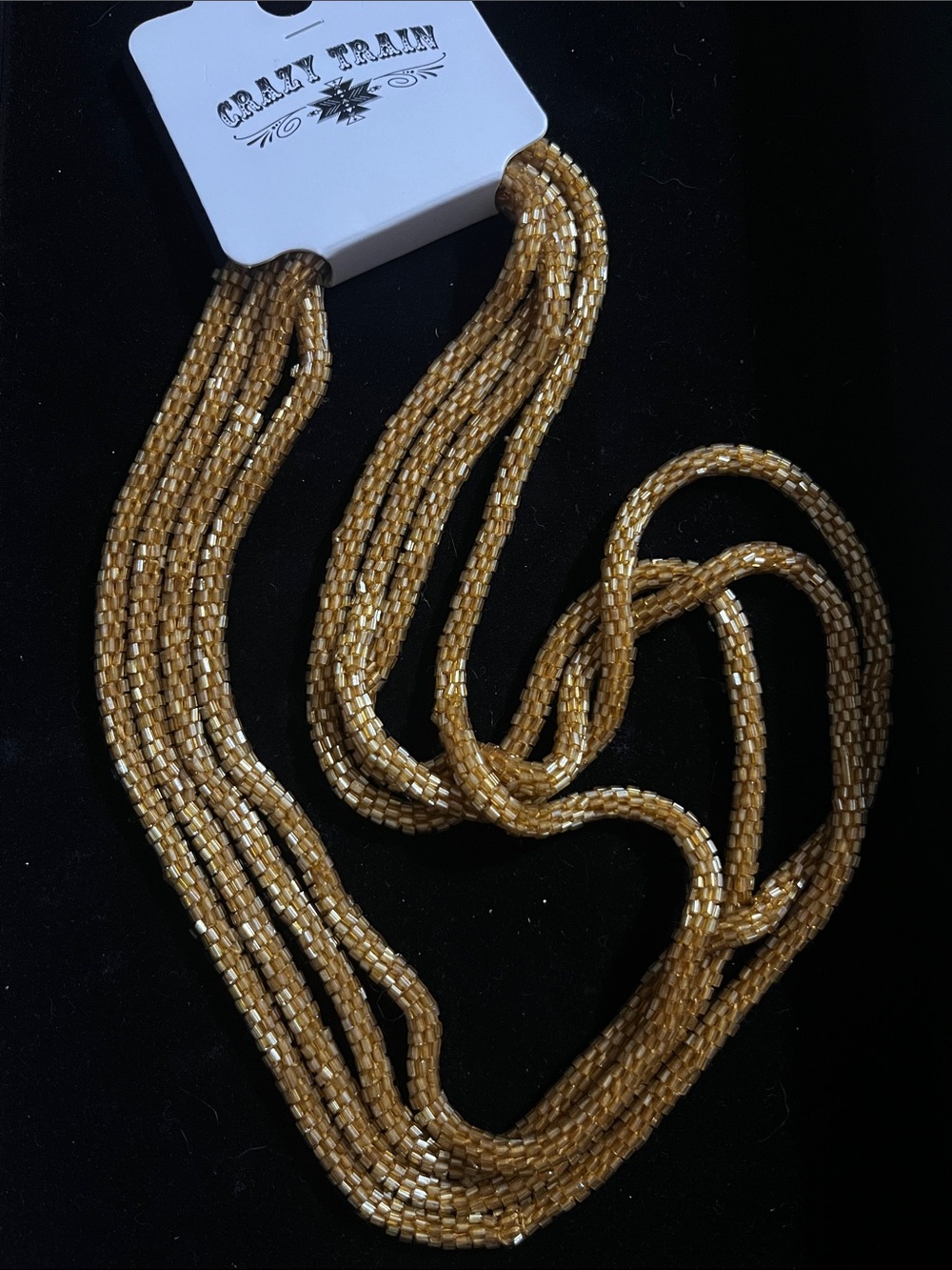 Crazy Train Gold Single-Strand Seed Bead Necklace - Shimmering Gold